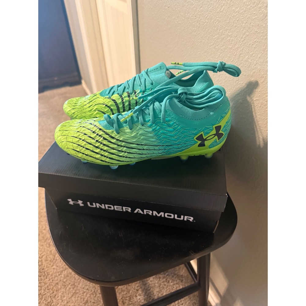 Under Armour Magnetico Pro 5 FG Mens 8 Teal Lime Green Soccer Cleats NIB - Picture 4 of 6